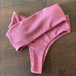 Ribbed, high leg, bandeau bikini